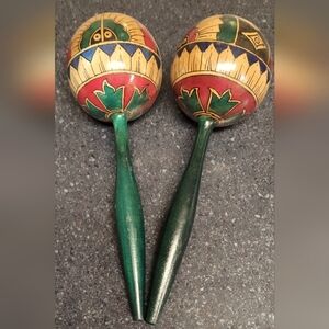 9 1/2" x 3" Hand Painted Mexican Castanets 2000